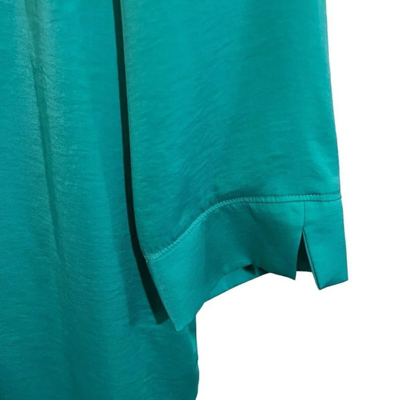 Renuar Aqua Blue Tunic Blouse Size XL Silky 3/4 Sleeves Pleated Lightweight Top - Picture 4 of 9